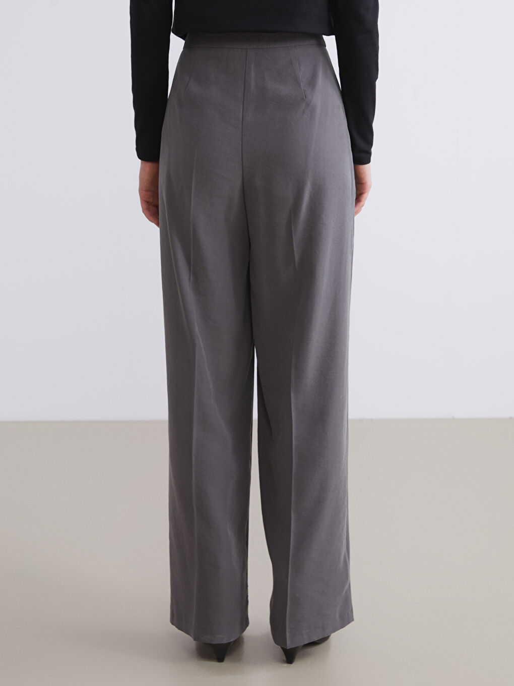 Antrasit Dar Fit Modal Karışımlı Kadın Pantolon-3