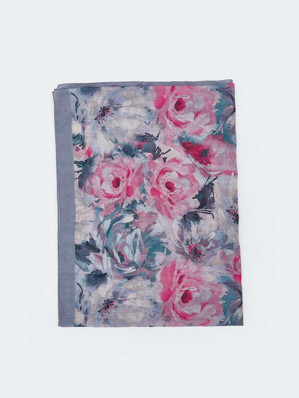 Pembe Çiçek Desenli Kadın Şal-1