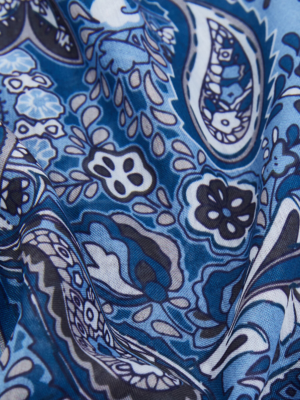 Mavi Desenli Kadın Şal-2