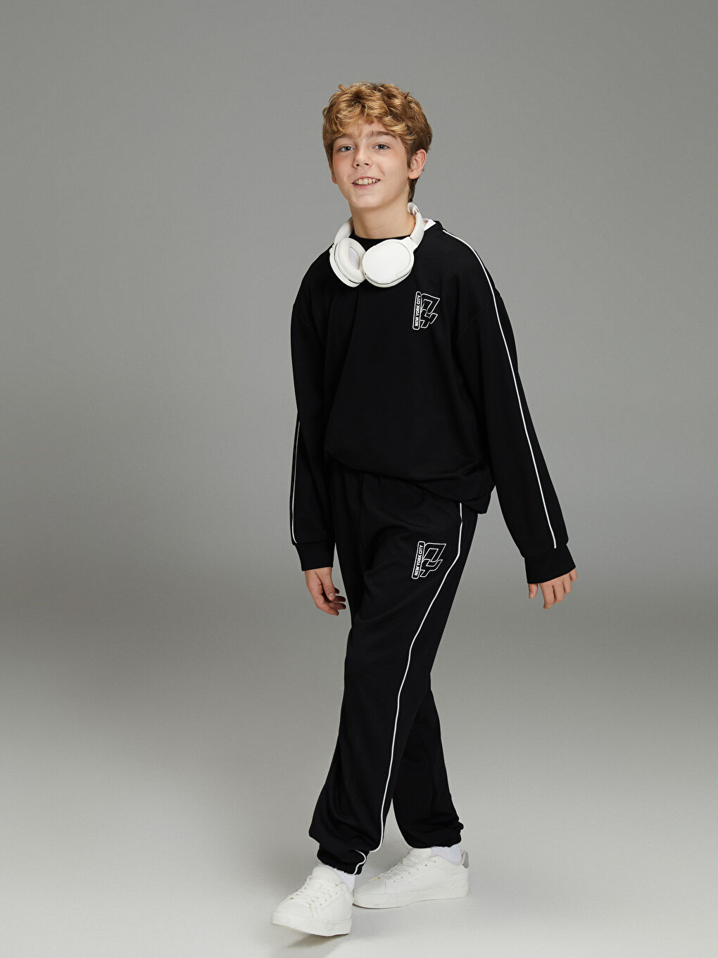 Siyah Beli Lastikli Erkek Çocuk Jogger  Eşofman Altı-1