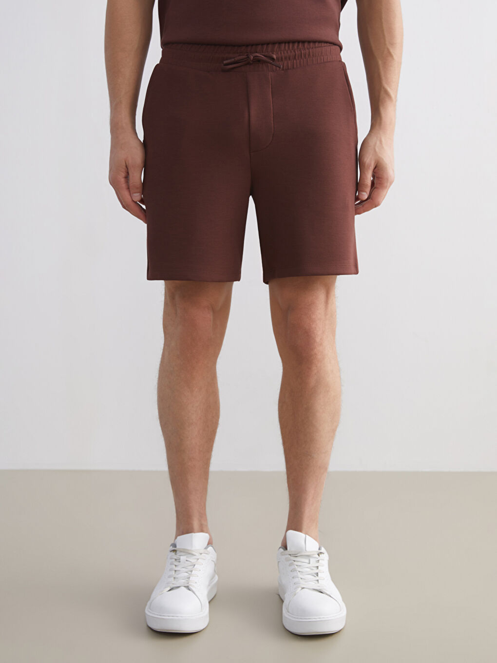 Kahverengi Standart Kalıp Erkek Şort-2