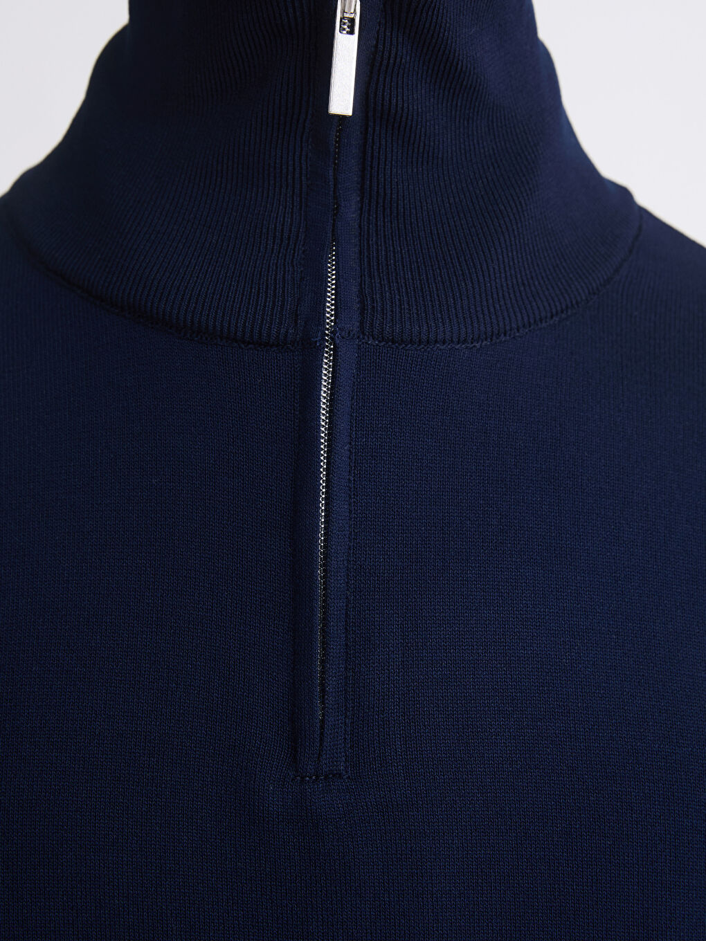 Lacivert Fermuarlı Dik Yaka Erkek Triko Kazak-2