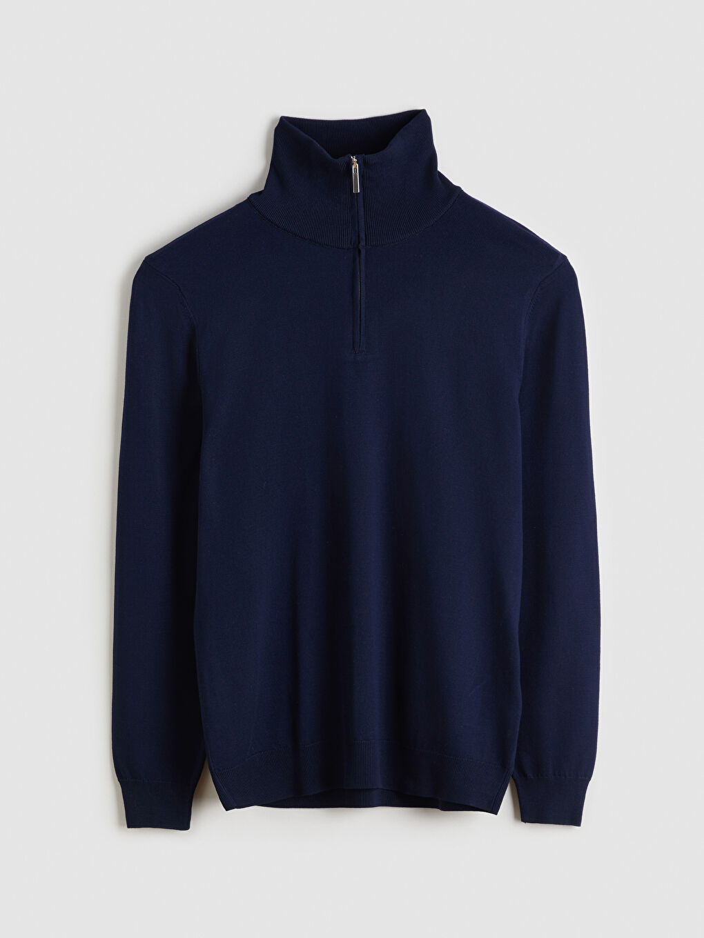 Lacivert Fermuarlı Dik Yaka Erkek Triko Kazak-4