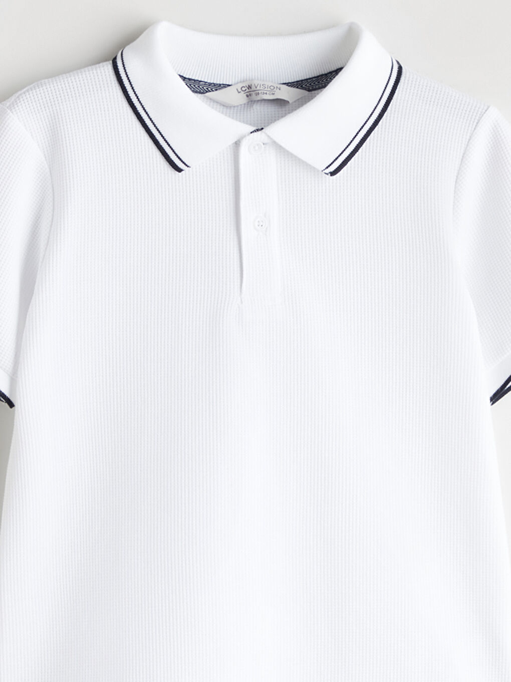 Beyaz Polo Yaka Kısa Kollu Erkek Çocuk Tişört-1
