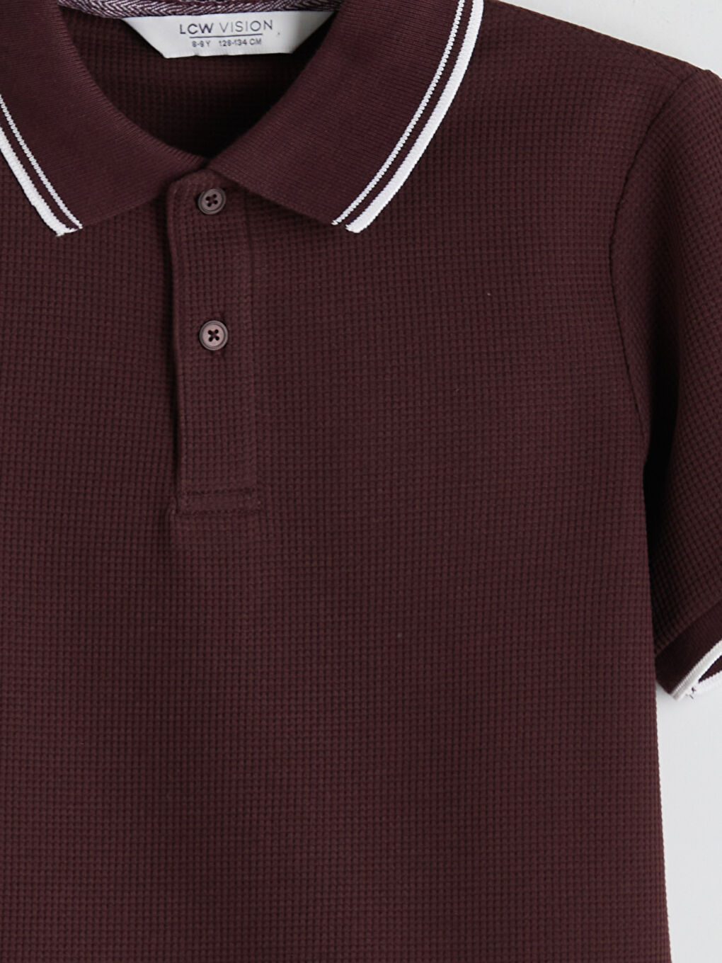 Bordo Polo Yaka Kısa Kollu Erkek Çocuk Tişört-2