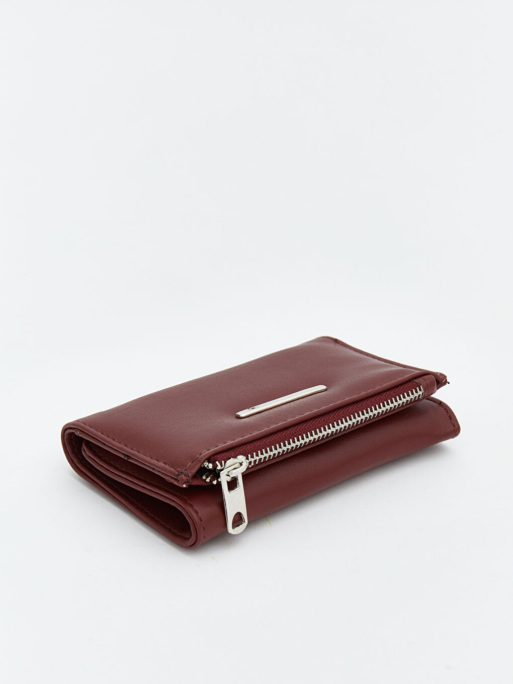Bordo Deri Görünümlü Kadın Cüzdan-1