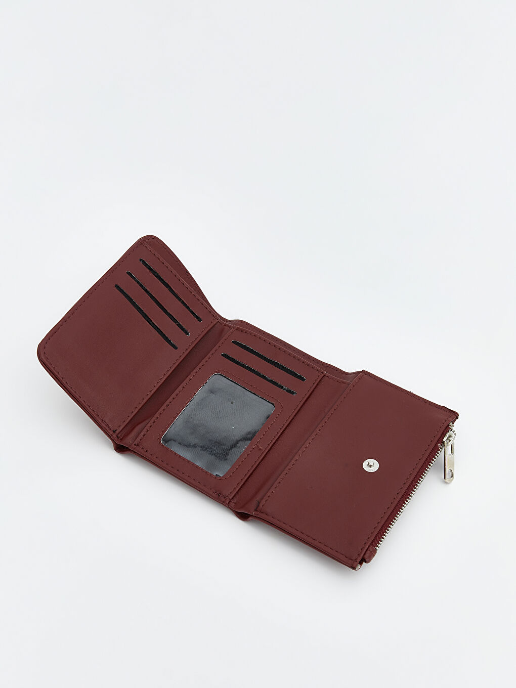 Bordo Deri Görünümlü Kadın Cüzdan-2