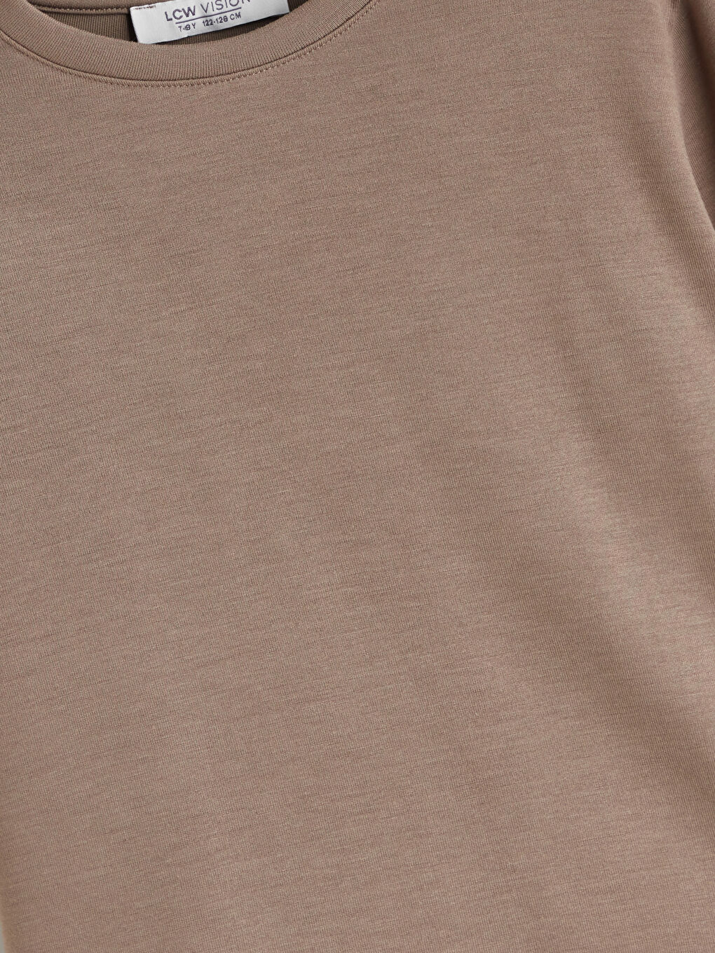 Kahverengi Bisiklet Yaka Basic Kısa Kollu Erkek Çocuk Tişört-1