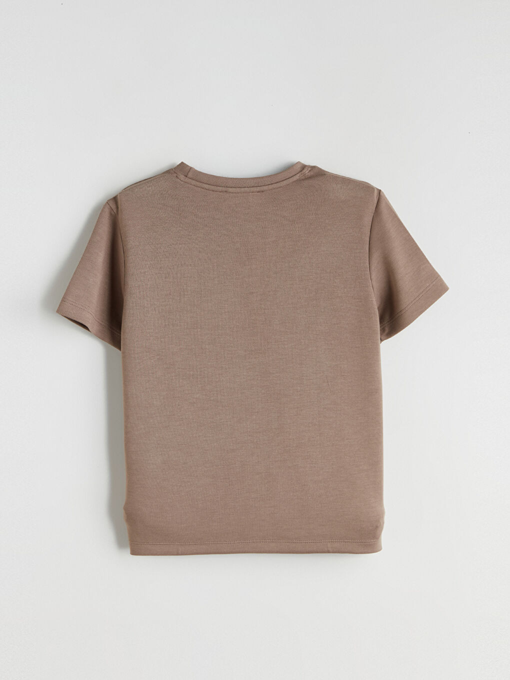 Kahverengi Bisiklet Yaka Basic Kısa Kollu Erkek Çocuk Tişört-2