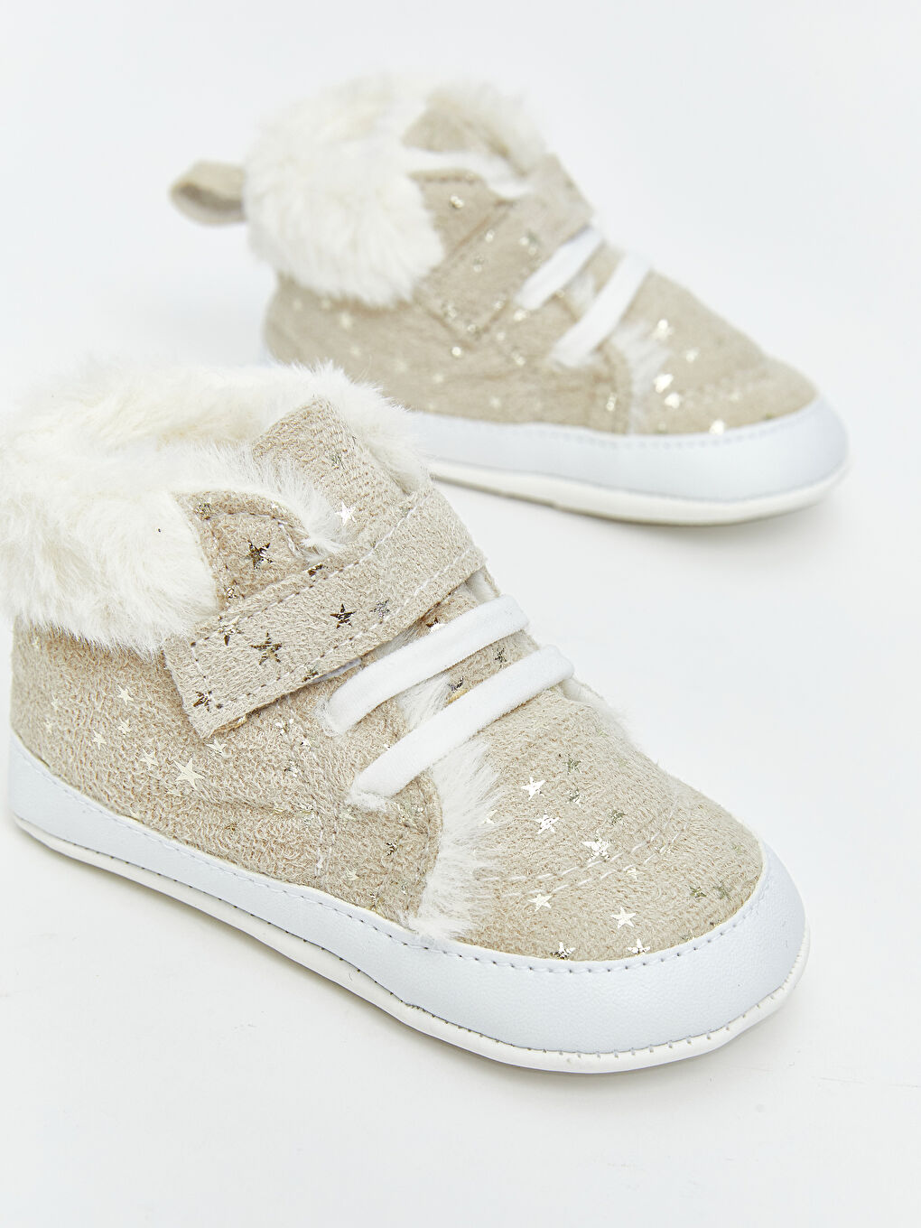 Bej Bağcık ve Cırt Cırtlı Kız Bebek Spor Ayakkabı-2