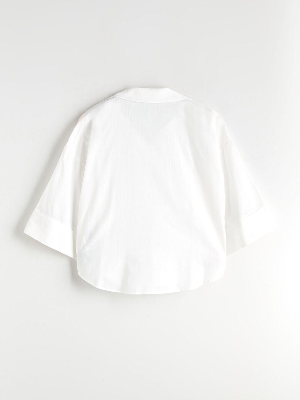 Ekru Ajurlu Oversize Poplin Kadın Gömlek-5