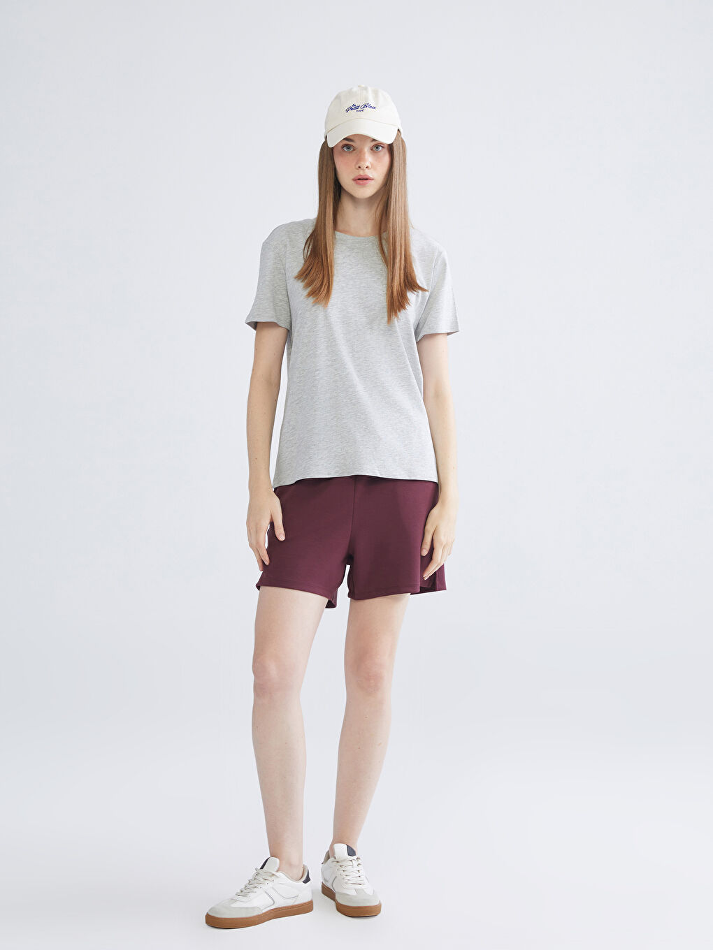 Mürdüm Beli Lastikli Kadın Şort