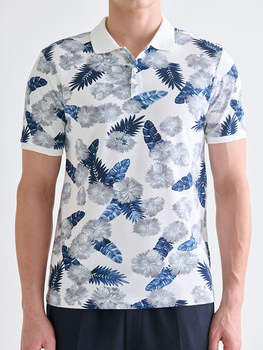 Polo Neck Patterned Pique Men's T-Shirt-2