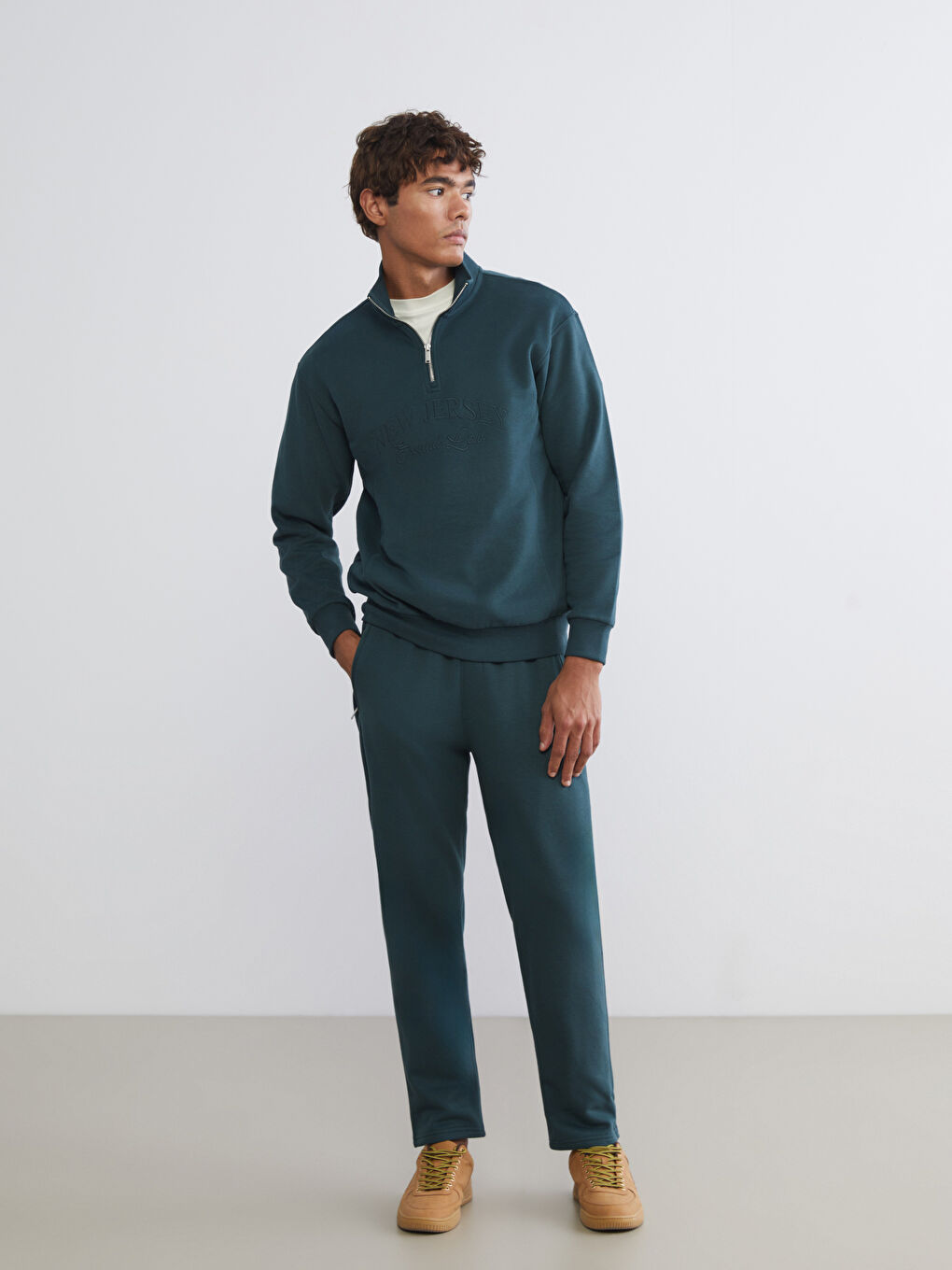 Funnel Neck Printed Men's Sweatshirt