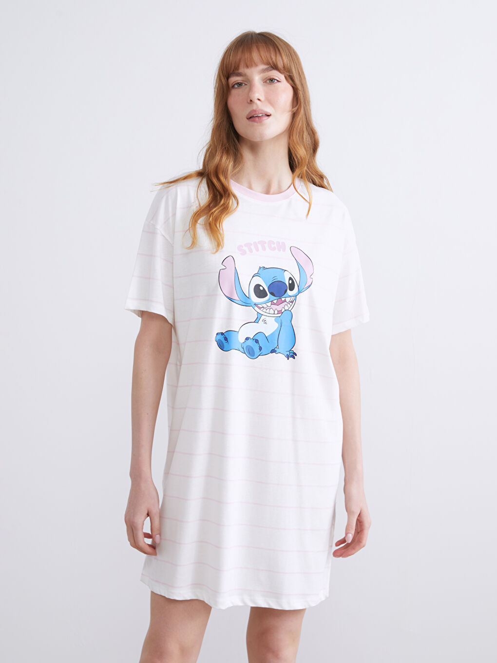 Crew Neck Stitch Printed Women's Nightdress-1