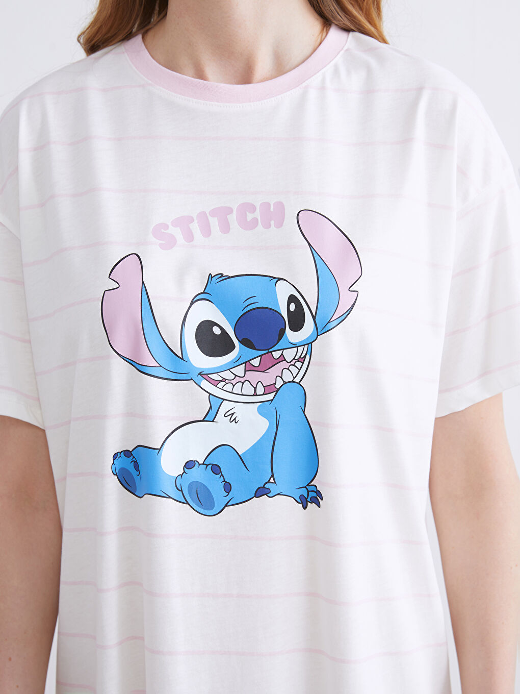 Crew Neck Stitch Printed Women's Nightdress-2