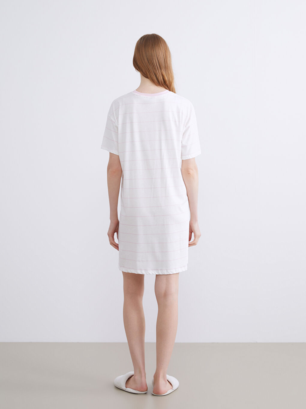 Crew Neck Stitch Printed Women's Nightdress-3