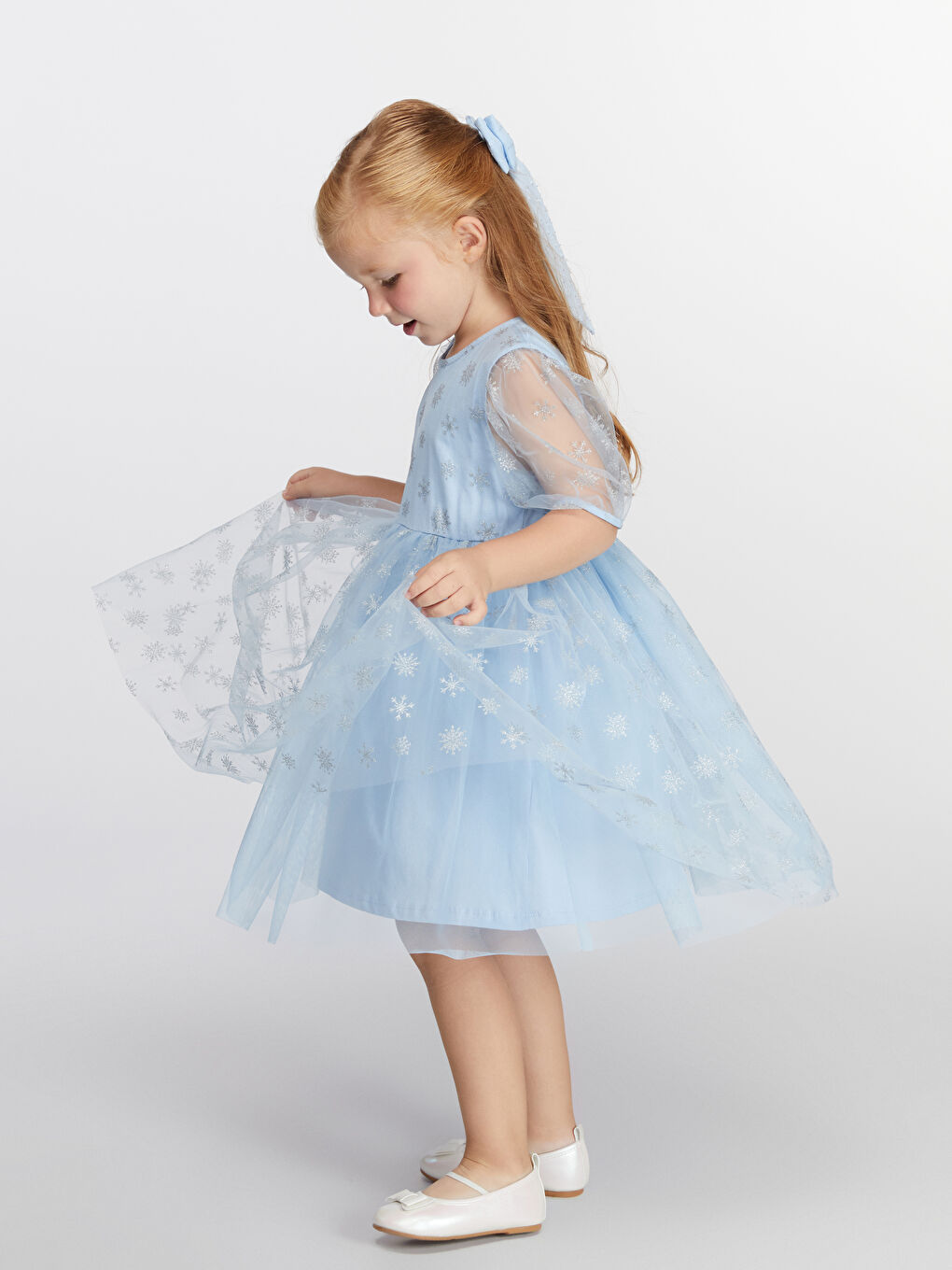 Mavi Bisiklet Yaka Kız Çocuk Tütü Elbise-1