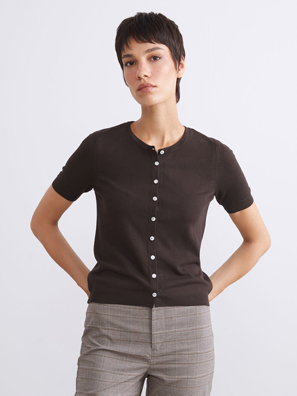 Crew Neck Women's Knitwear Cardigan