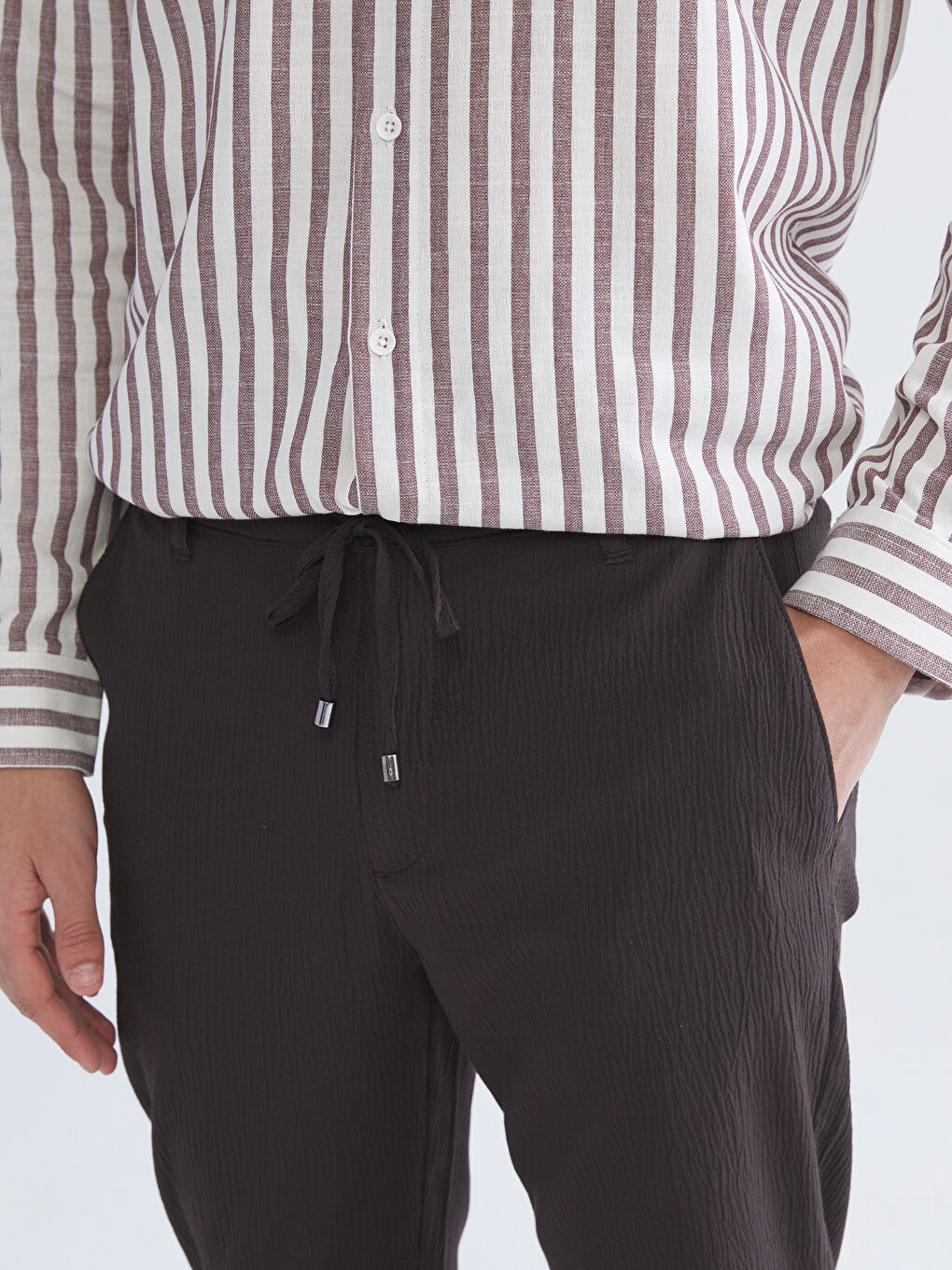Kahverengi Slim Fit Erkek Pantolon-5