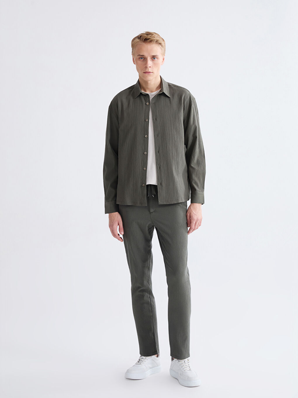 Yeşil Slim Fit Erkek Pantolon-1