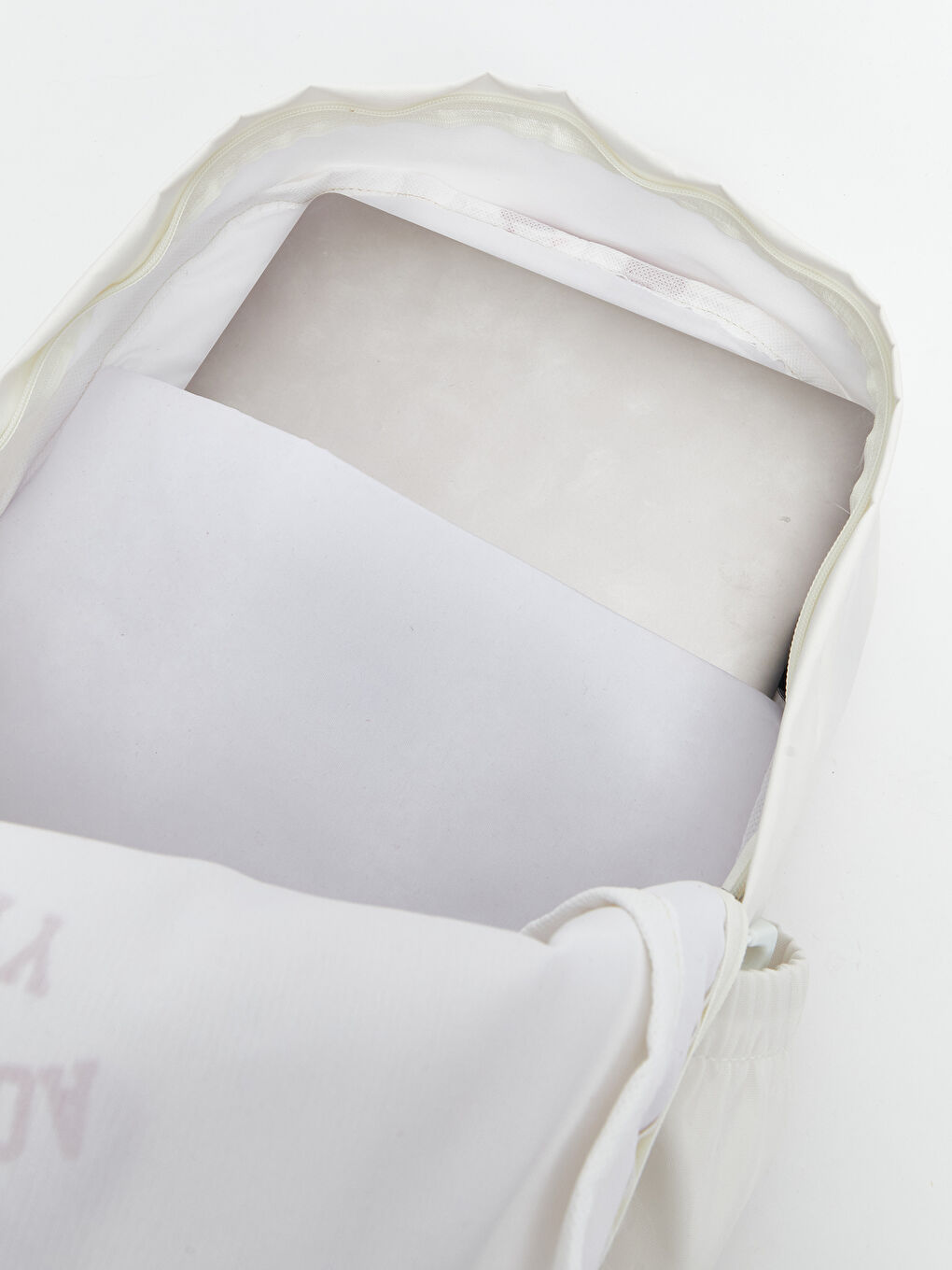 Ekru Laptop Bölmeli Kadın Sırt Çantası-4