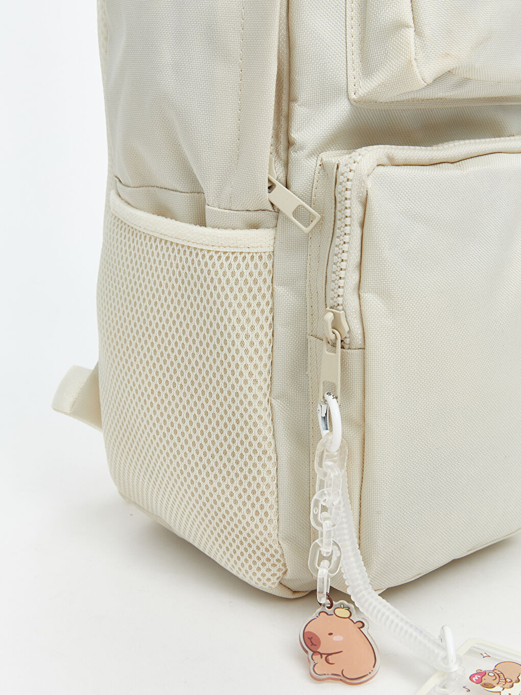 Bej Çok Bölmeli Kadın Sırt Çantası-1