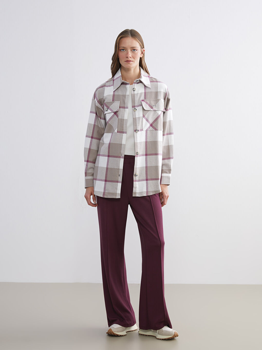 قميص نساء كارو أوفرسايز-1