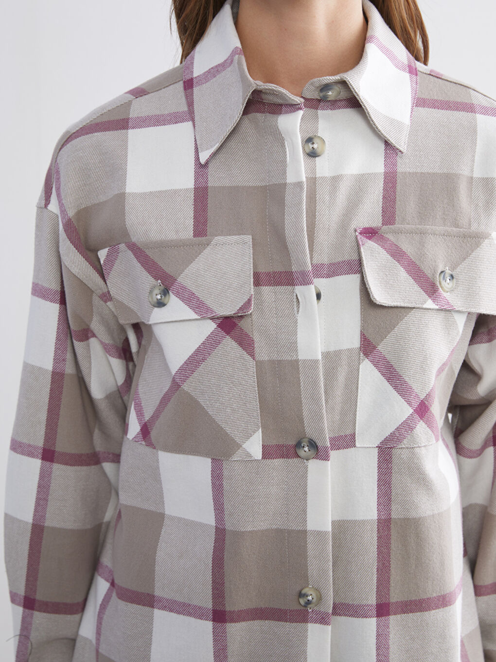 قميص نساء كارو أوفرسايز-2