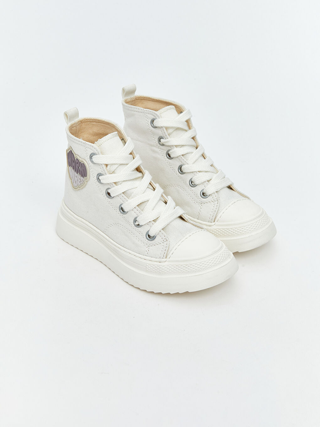 Beyaz Bilek Boy Bağcıklı Kız Çocuk Spor Ayakkabı