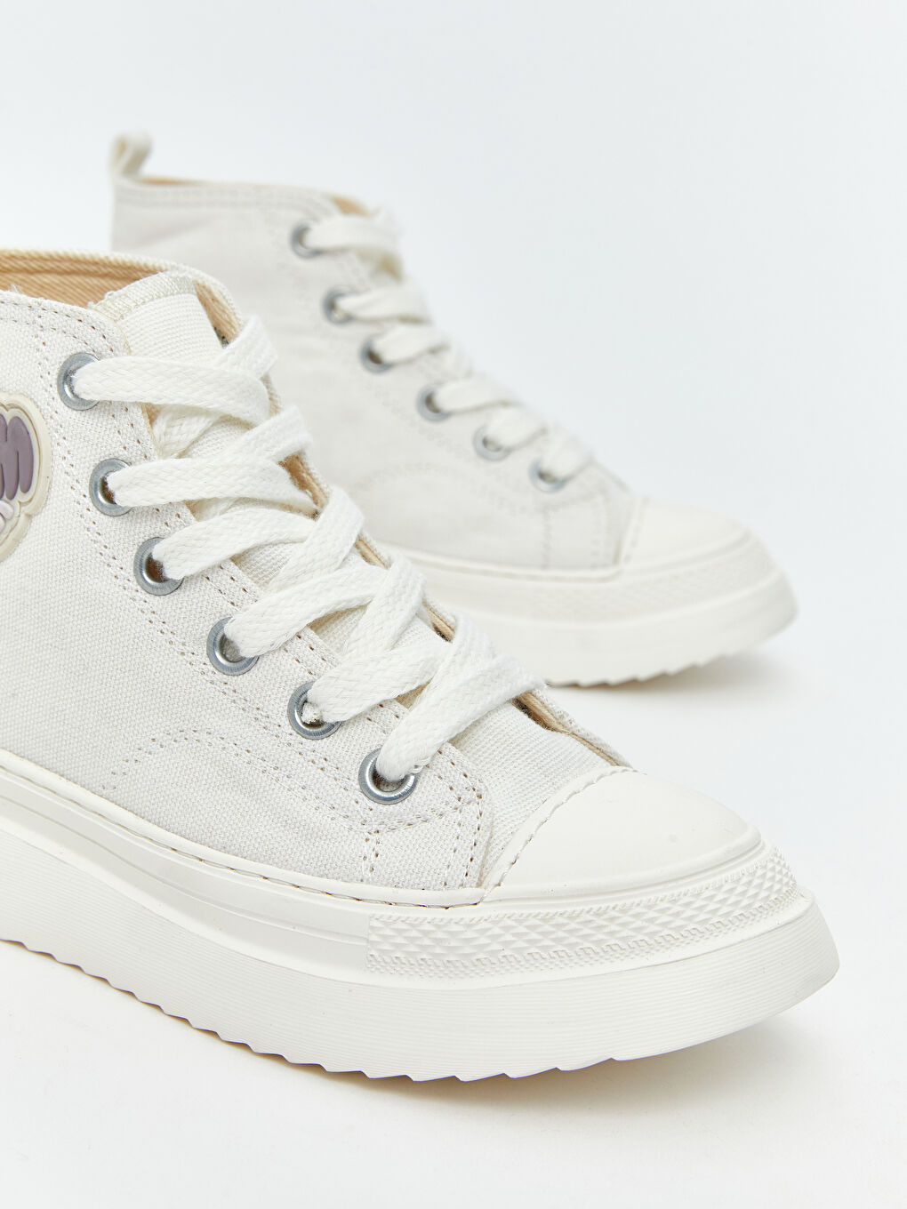 Beyaz Bilek Boy Bağcıklı Kız Çocuk Spor Ayakkabı-2