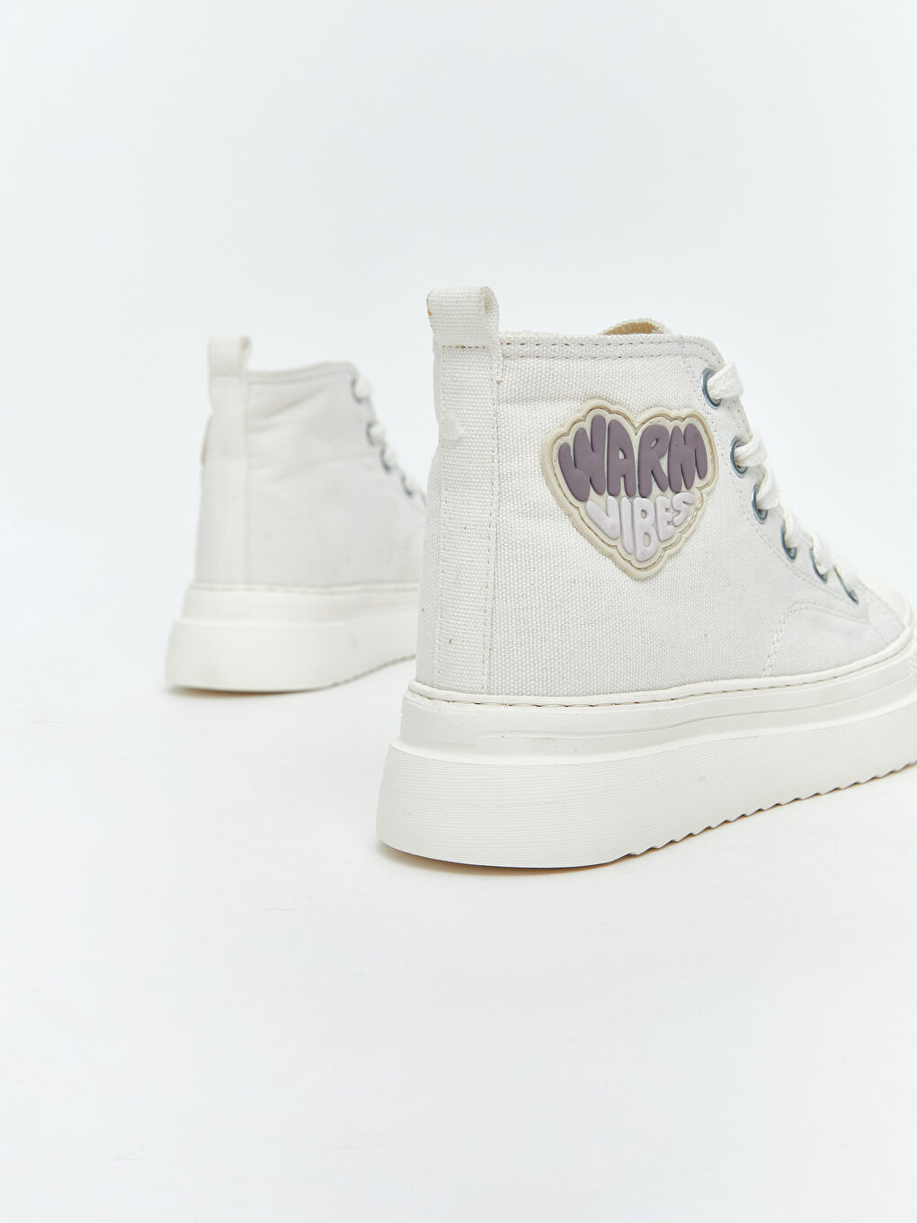 Beyaz Bilek Boy Bağcıklı Kız Çocuk Spor Ayakkabı-4