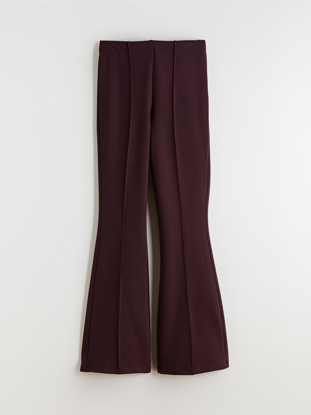 Bordo Beli Lastikli İspanyol Paça Kadın Pantolon-5