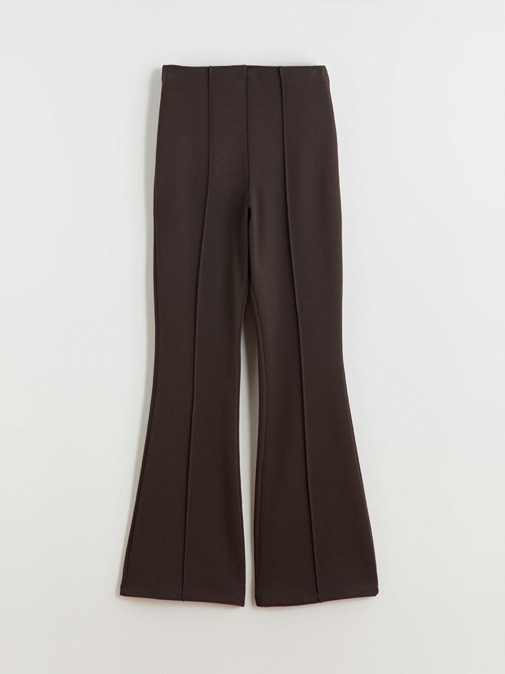 Kahverengi Beli Lastikli İspanyol Paça Kadın Pantolon-7