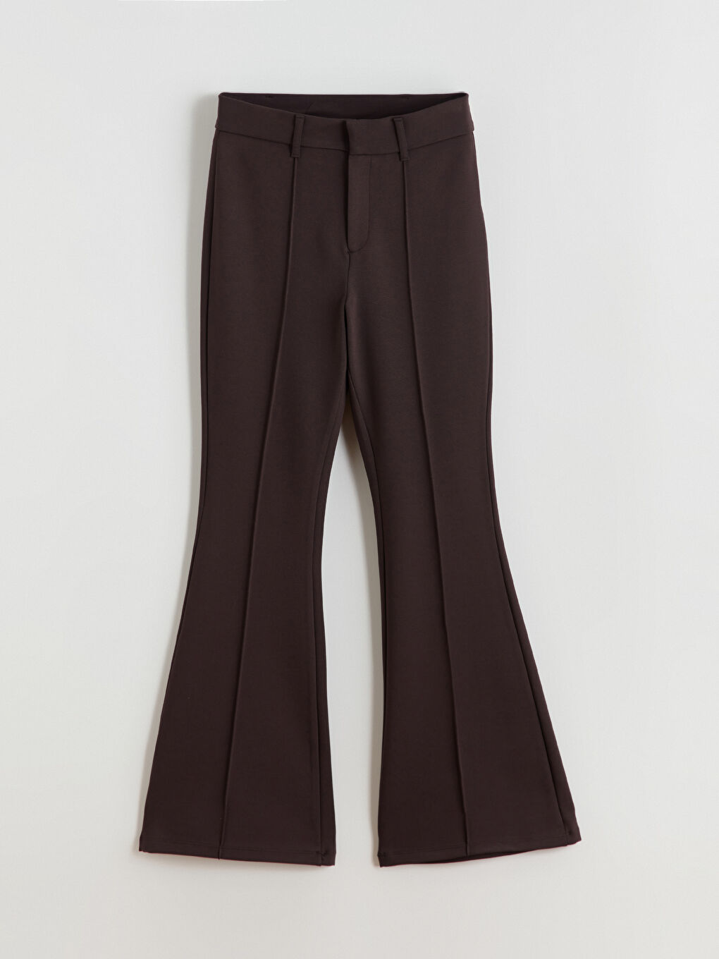 Kahverengi Dar Fit İspanyol Paça Kadın Pantolon-4