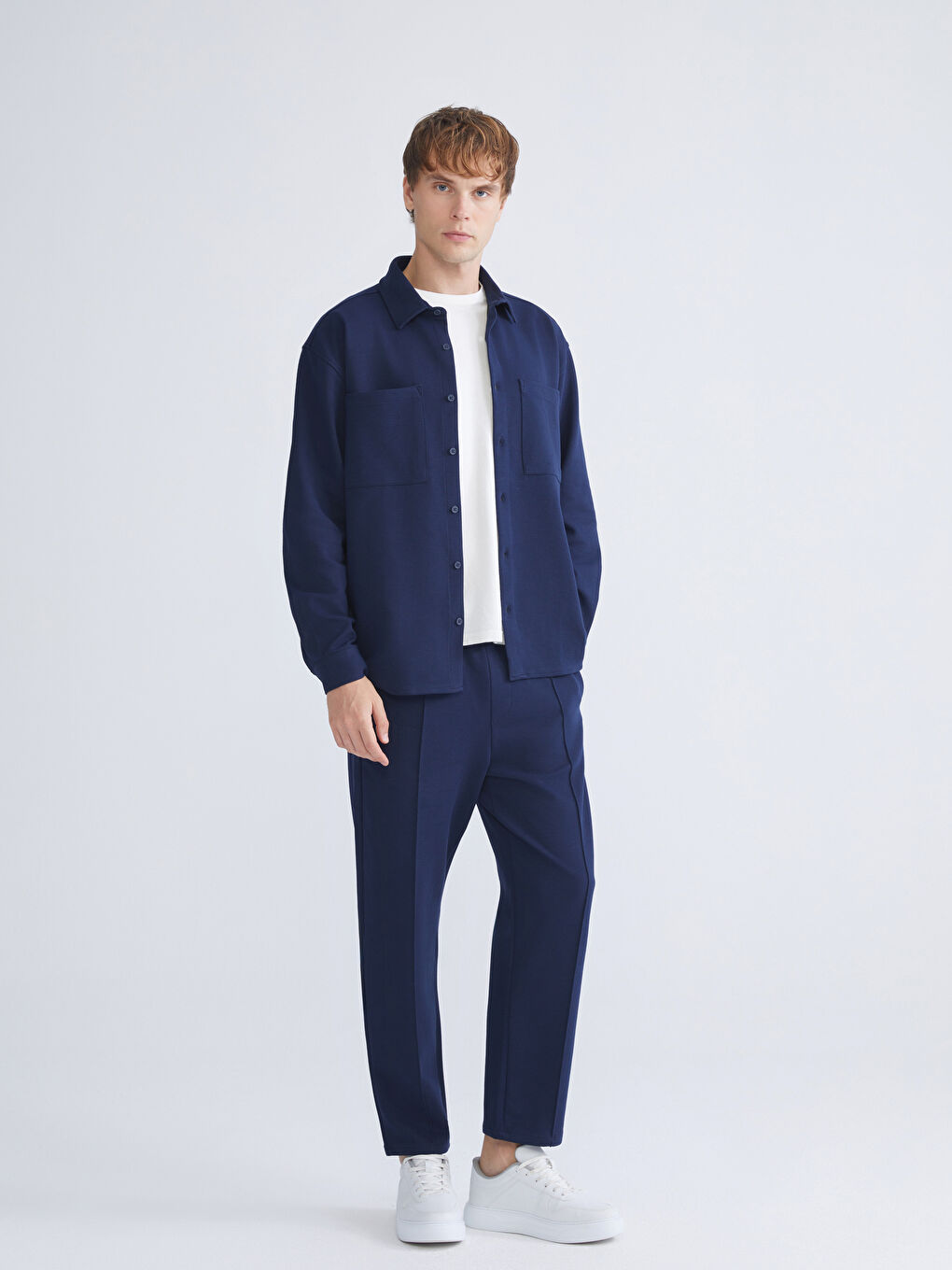 Lacivert Regular Fit Uzun Kollu Erkek Gömlek-1