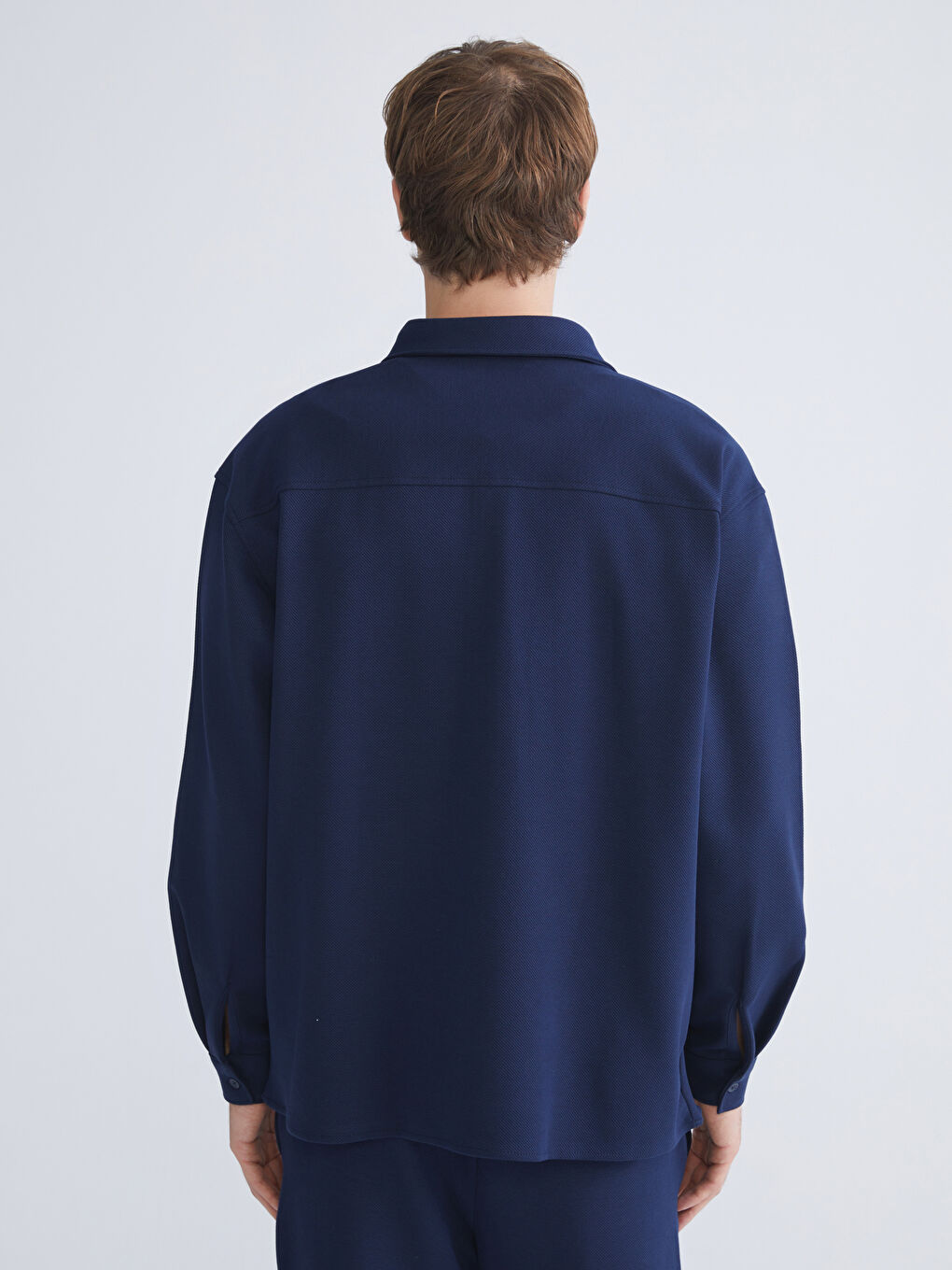 Lacivert Regular Fit Uzun Kollu Erkek Gömlek-3