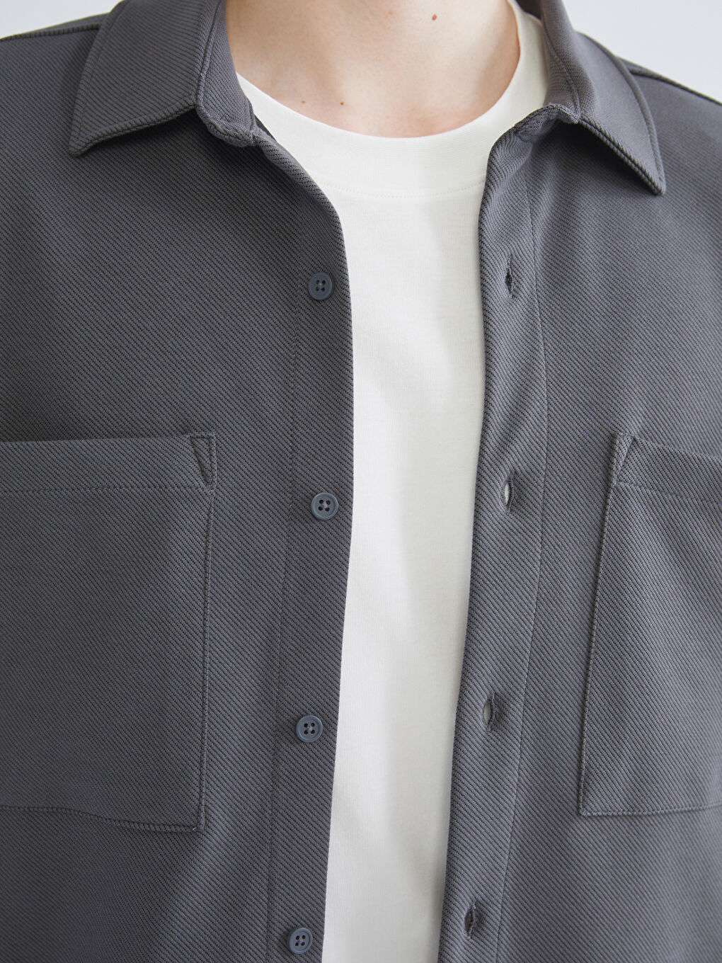 Antrasit Regular Fit Uzun Kollu Erkek Gömlek-5
