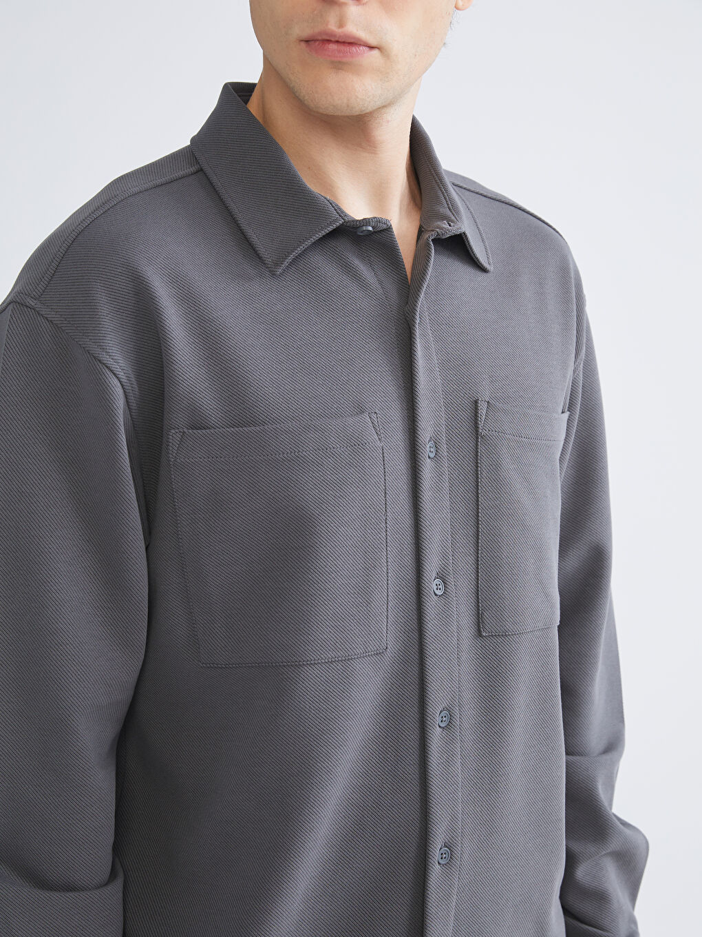 Antrasit Regular Fit Uzun Kollu Erkek Gömlek-4
