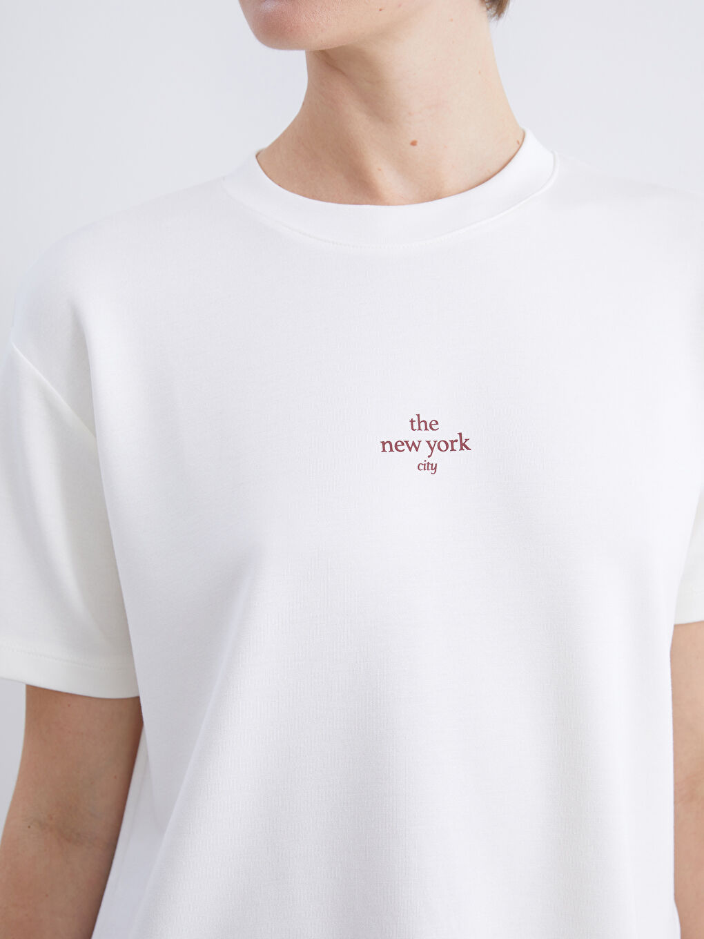 LCW Comfort Crew Neck New York Printed Women's T-Shirt -W5KI29Z8-R9J