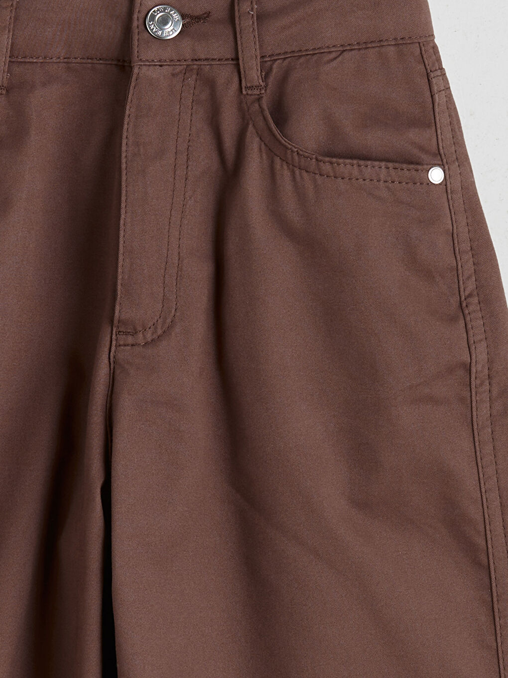 Kahverengi Beli Ayarlanabilir Lastikli Kız Çocuk Pantolon-2