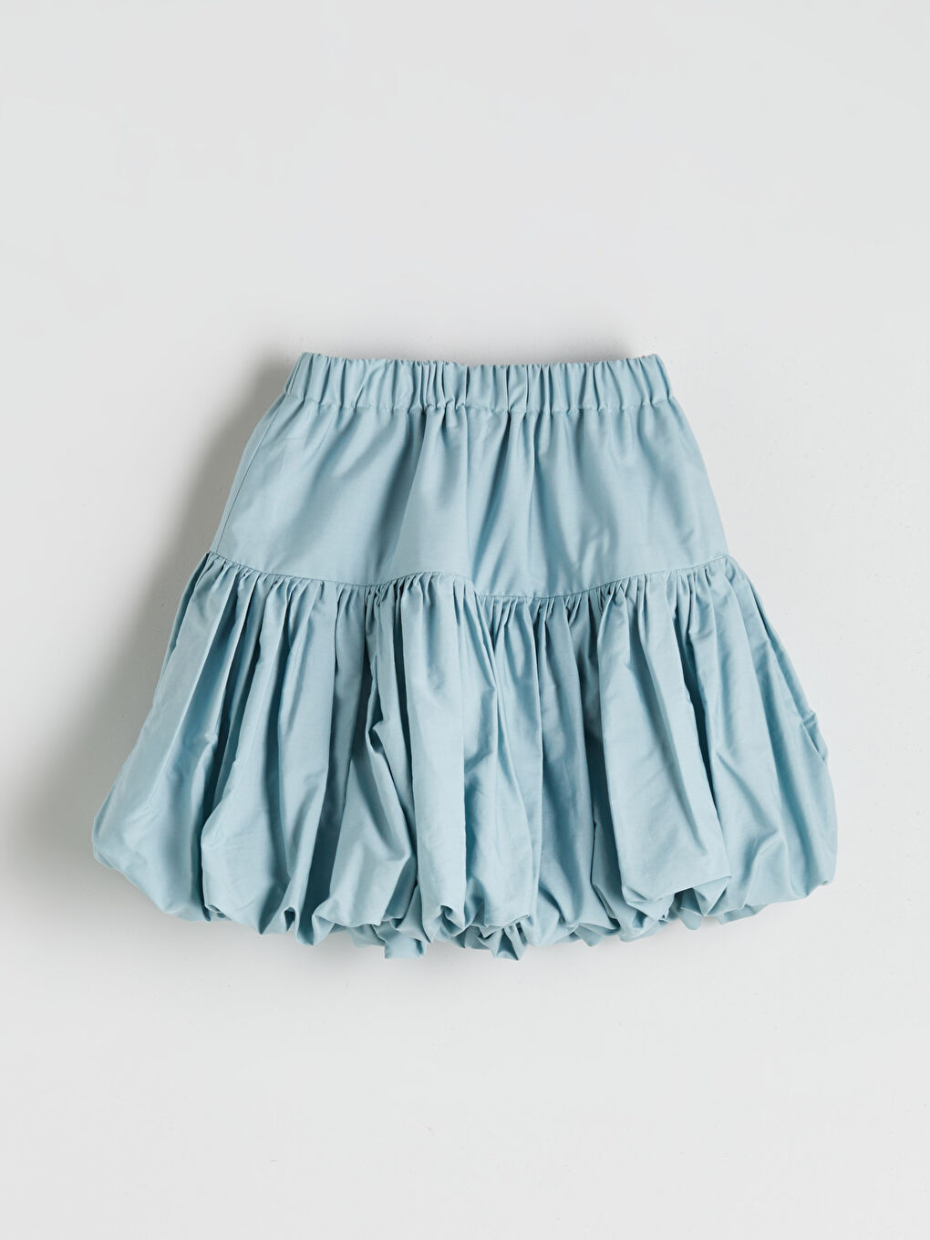 Mavi Beli Lastikli Fiyonk Detaylı Genç Kız Balon Etek-5