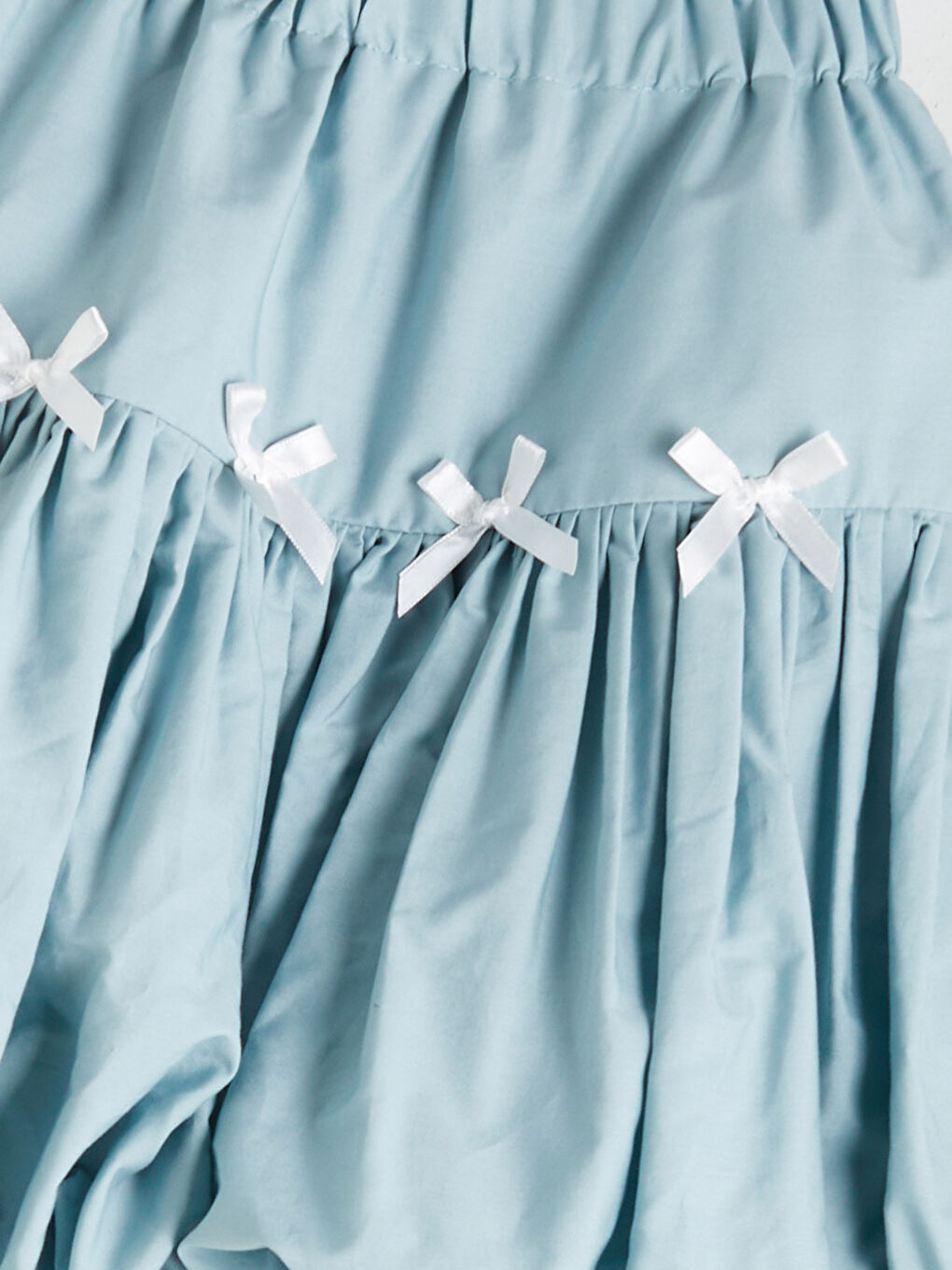 Mavi Beli Lastikli Fiyonk Detaylı Genç Kız Balon Etek-6