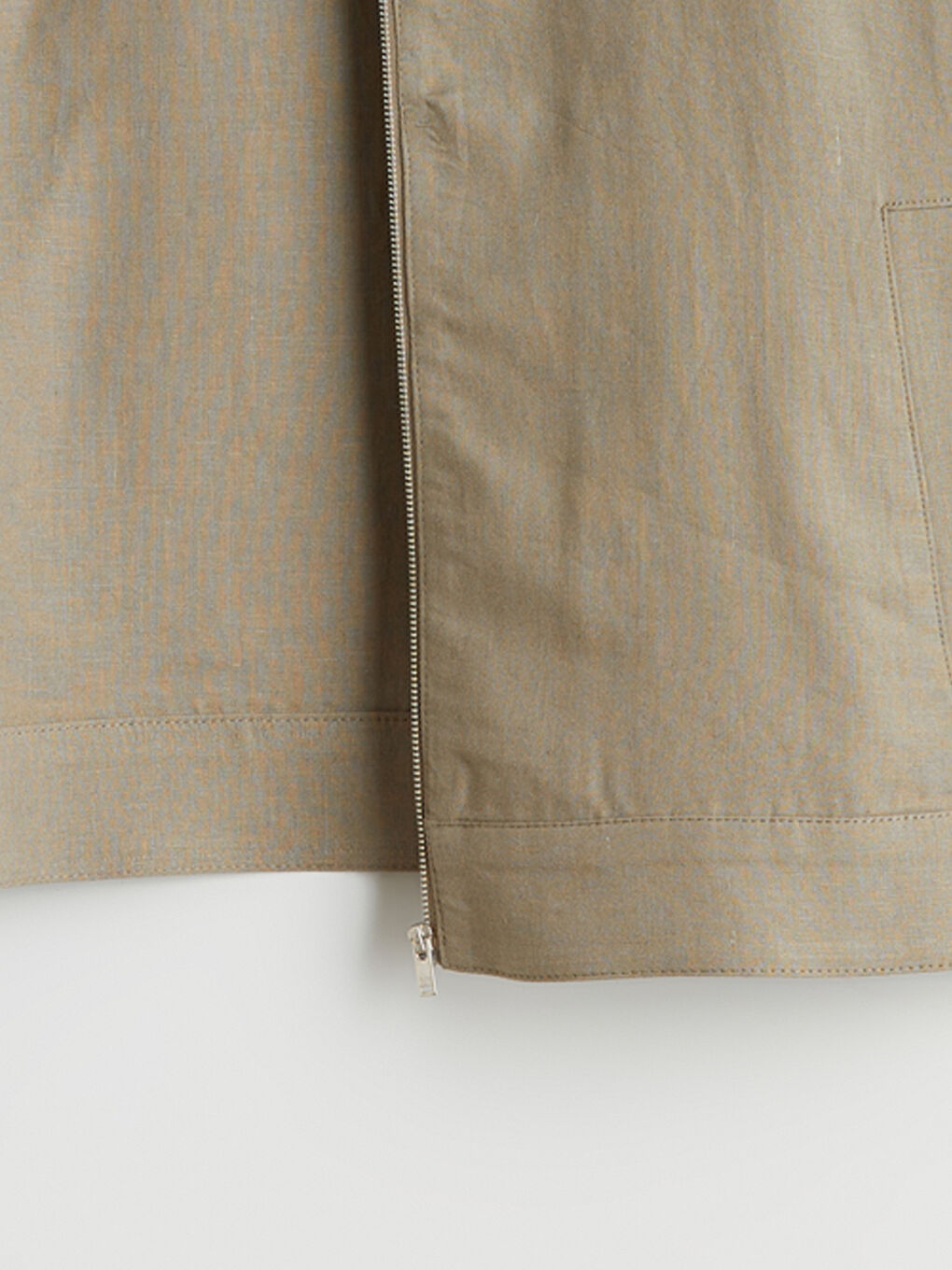 Yeşil Standart Kalıp Gömlek Yaka %100 Keten Erkek Mont-10