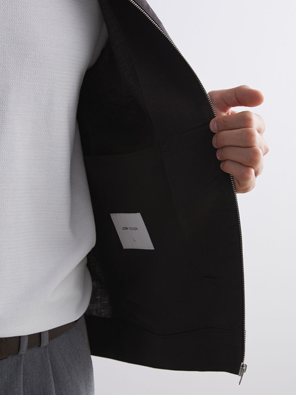 Kahverengi Standart Kalıp Gömlek Yaka %100 Keten Erkek Mont-3