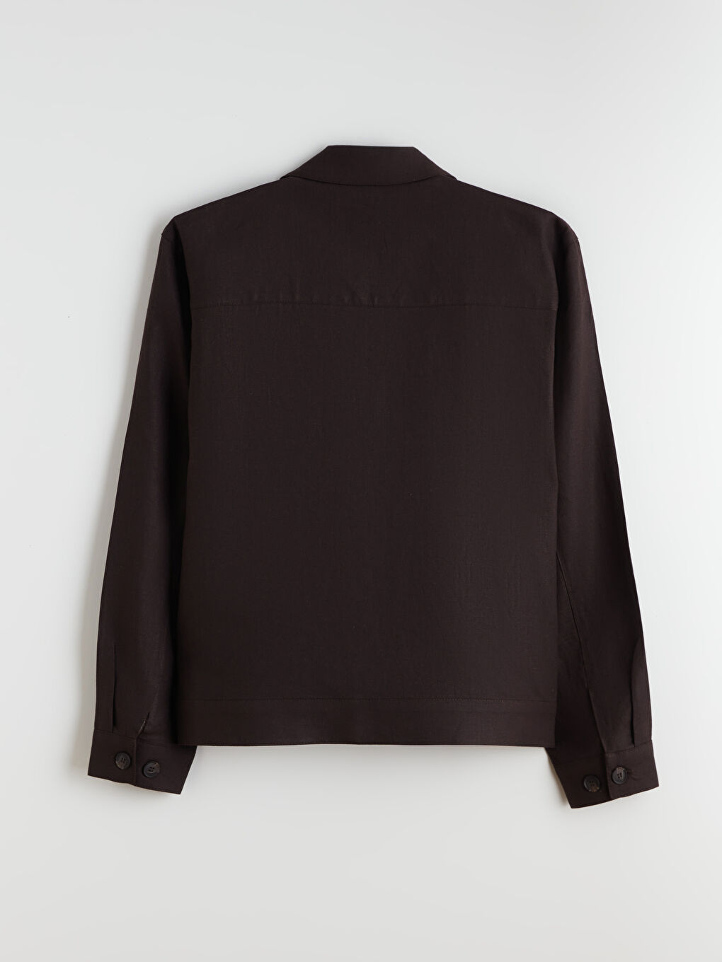 Kahverengi Standart Kalıp Gömlek Yaka %100 Keten Erkek Mont-6