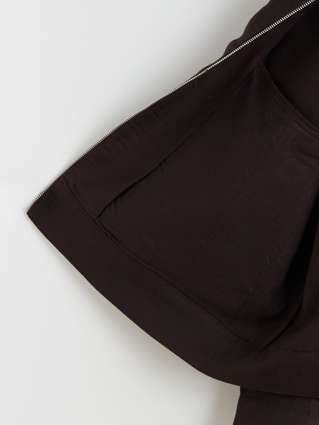 Kahverengi Standart Kalıp Gömlek Yaka %100 Keten Erkek Mont-7