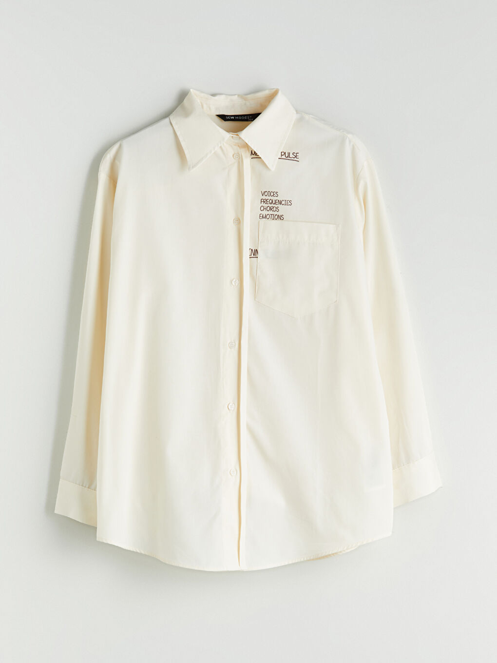 Ekru Baskılı Poplin Kadın Gömlek Tunik-4