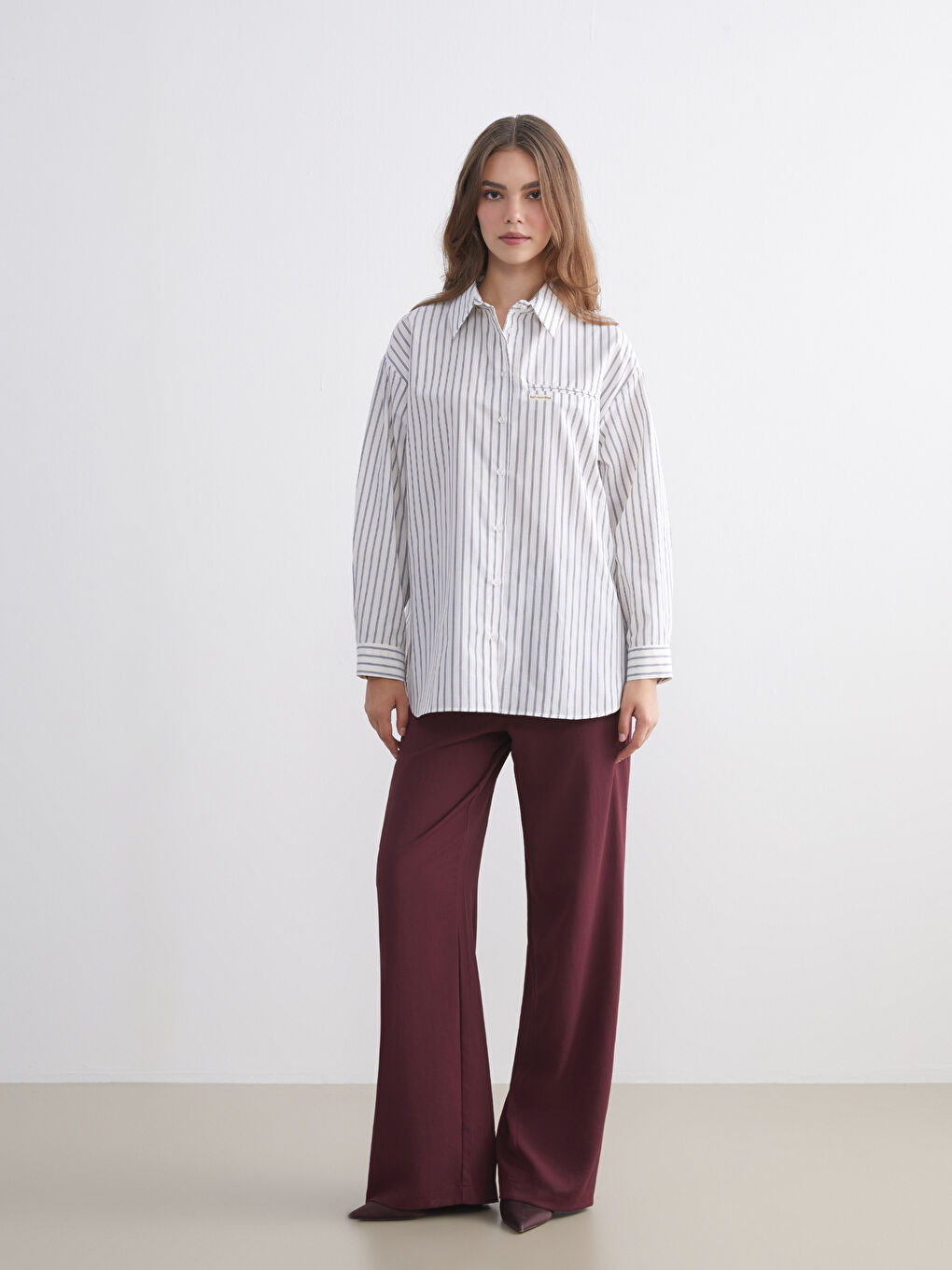 تونيك قميص نسائي مخطط واسع-1