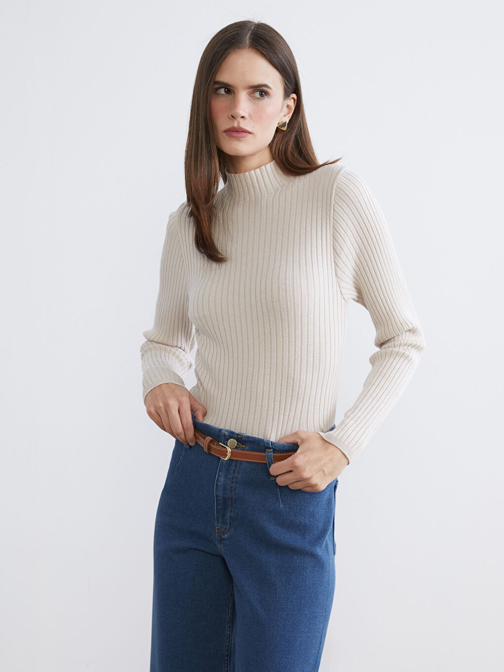 Funnel Neck Women's Knit Sweater